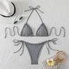 1011 new tube top striped split swimsuit three-point beach vacation bikini quick-drying bikini