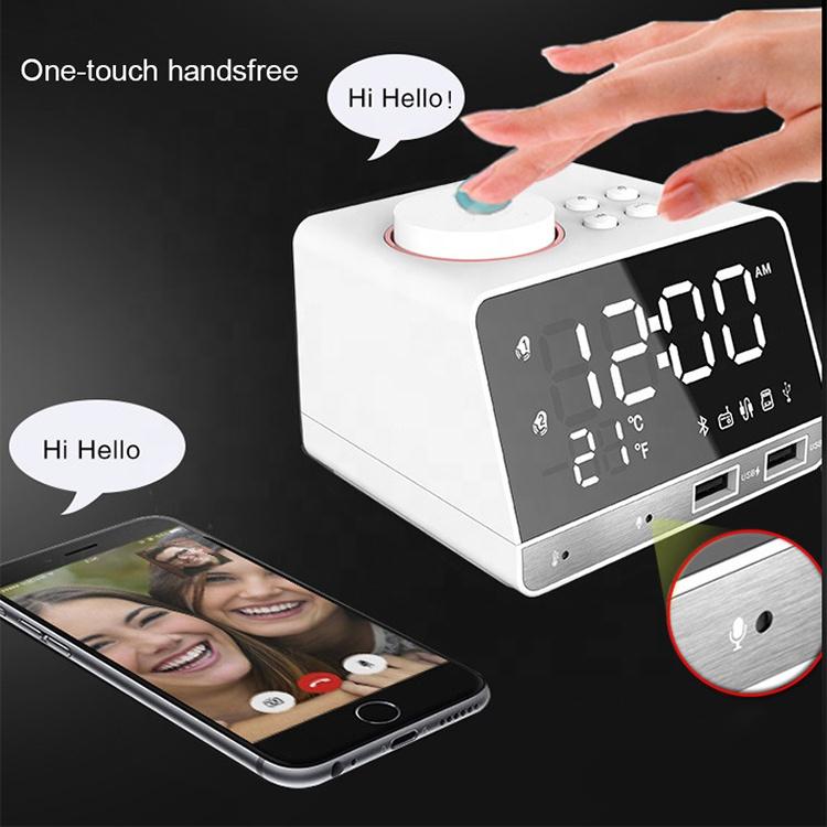 Radio Digital Desk Clock BT Speaker Creative Music Alarm Clock Display with Dual USB Interface Support U Disk TF Card FM