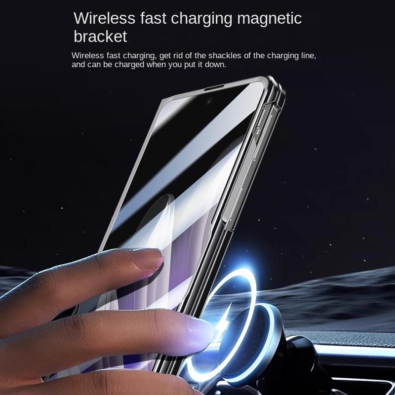 For OPPO Find N5 Lens Protection With Bracket Tempered Glass Film Support Magnetic Wireless Charging Anti-Drop Phone Case