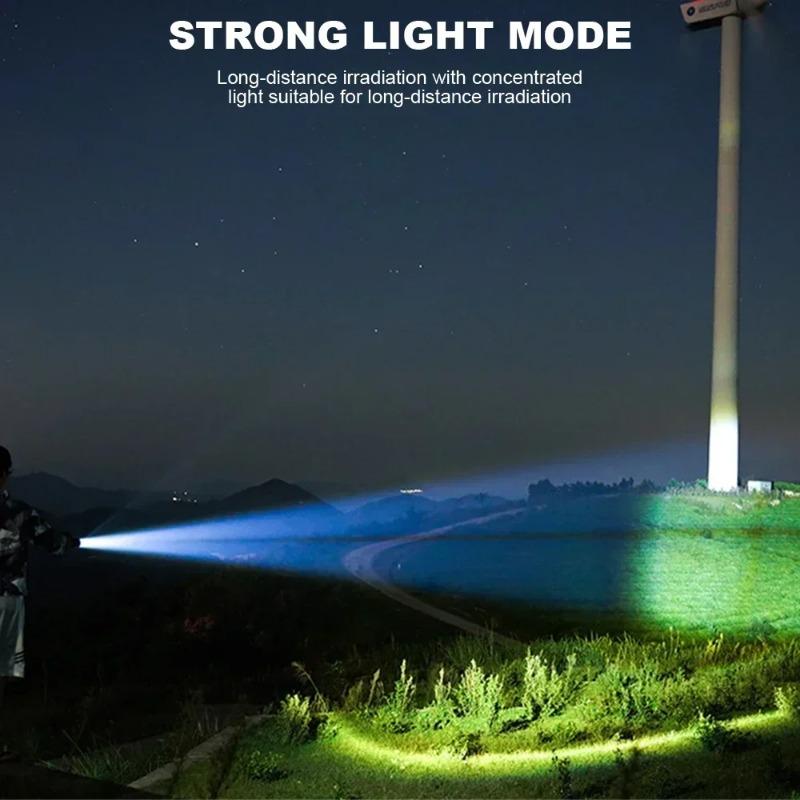 Torcia LED ad Alta Potenza Tipo-C Ricaricabile Torcia Zoomabile Luce per Campeggio all'Aperto Escursionismo Lampada Lanterna di Emergenza
