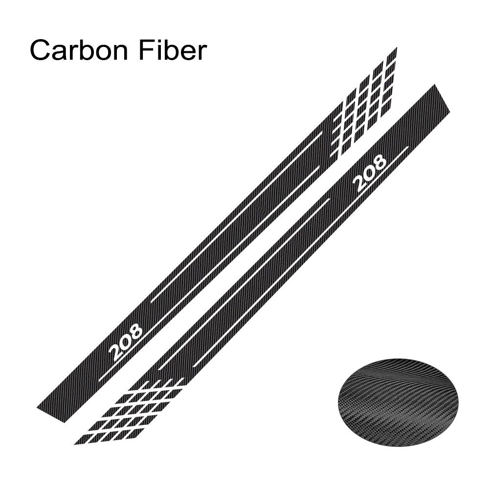 2PCS Car Door Side Skirt Stripes Stickers For Peugeot 208 Gt Tuning Auto Accessories Line Graphics Vinyl PVC Decals