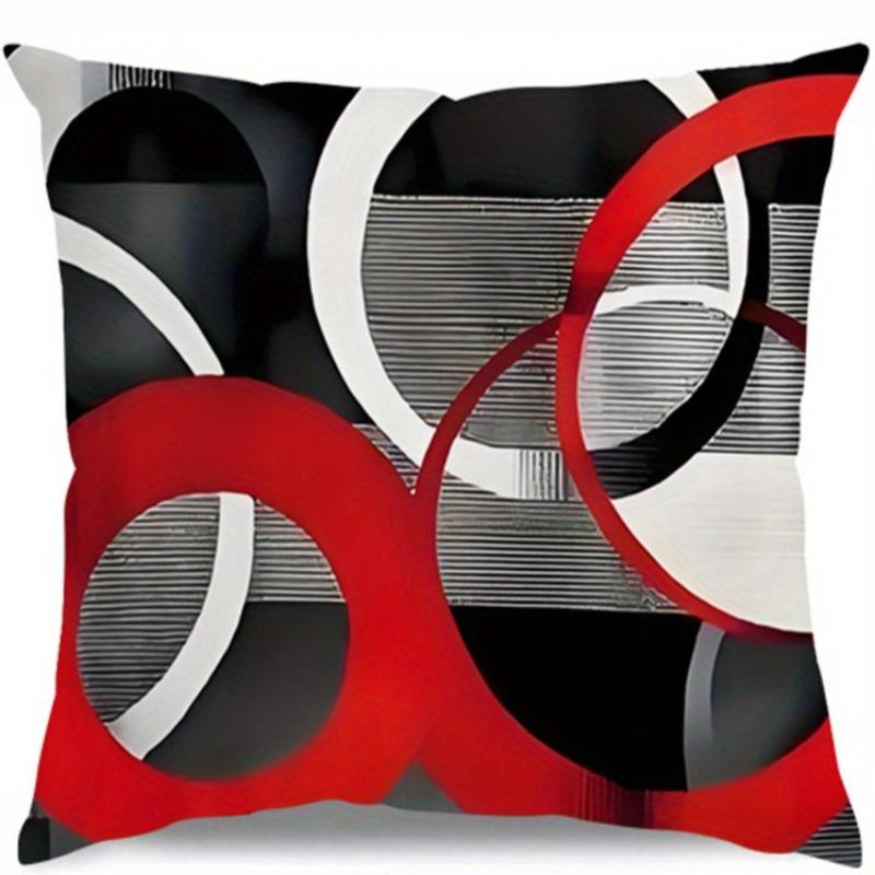 Federa per Cuscino a Strisce Geometriche Astratte Rosso Bianco Nero Federa Decorativa per Cuscino Decorazioni Moderne Artistiche per la Casa Divano Letto Stanza