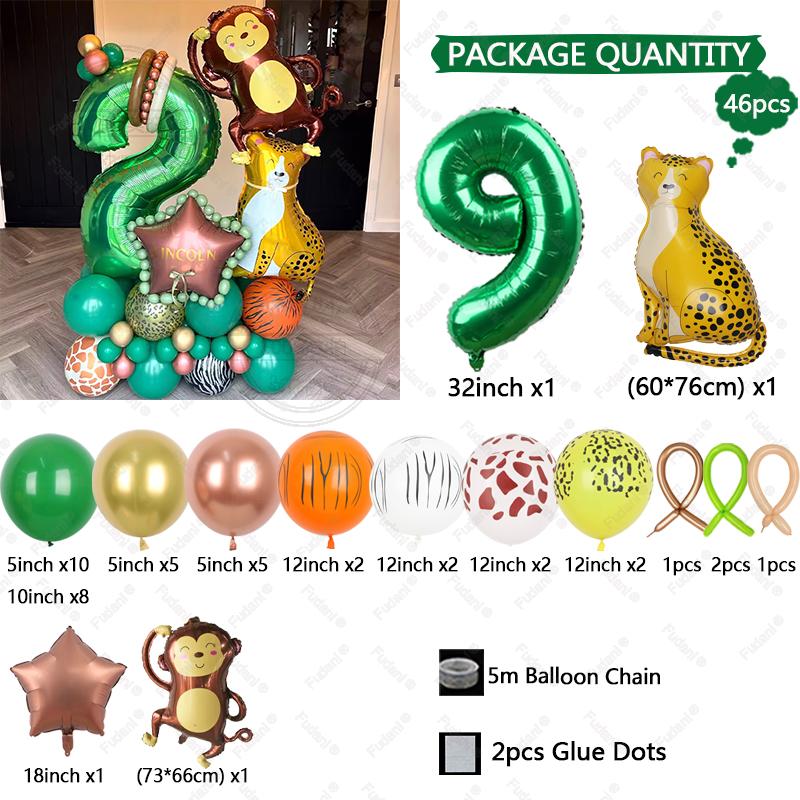 Cartoon Jungle Animal Balloon Set Monkey Leopard Safari Wild Birthday Party Decorat Baby Shower Jungle Party Home Deco Supplies