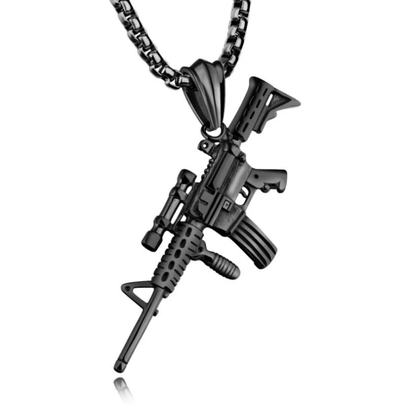 Ciondolo Mitragliatrice AK-47 Collana Uzi Uomo Rock Hip Hop Party Gioielli Regalo