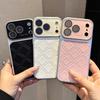 Rhombus Diamond Grid Leather Phone Case For For Iphone 17 16 15 14 13 Pro Max Lattice Pattern Large Window Shockproof Cover