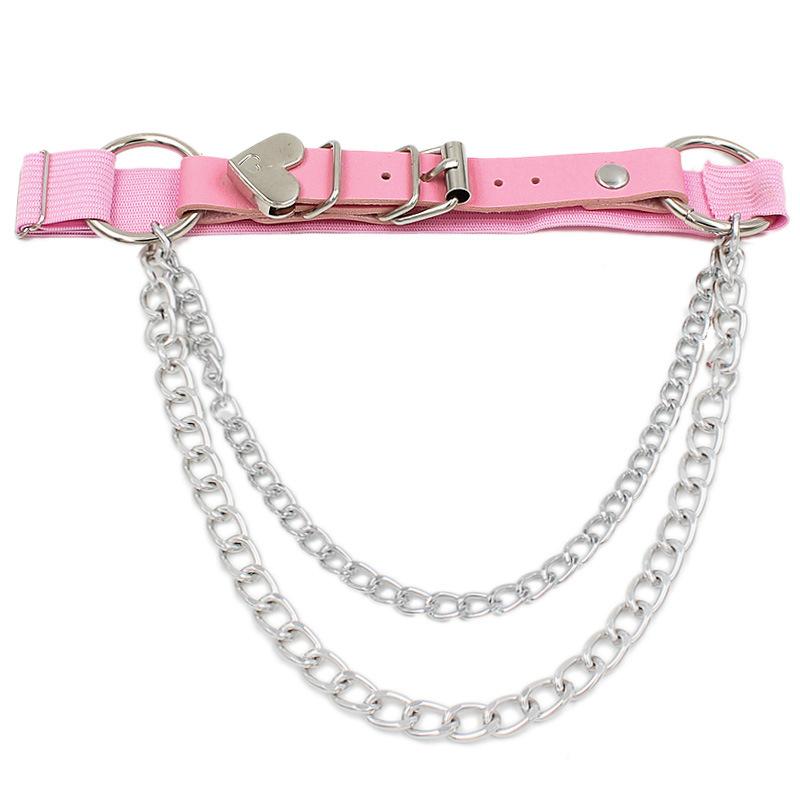 1Pcs Women Punk Goth Heart Pu Leather Elastic Leg Rings Body Jewelry On The Legs Elastic Body Chains Suspender Garters Belt