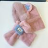 Embroidered bear hat scarf integrated schoolgirl cute warm winter plush scarf cover ear protection