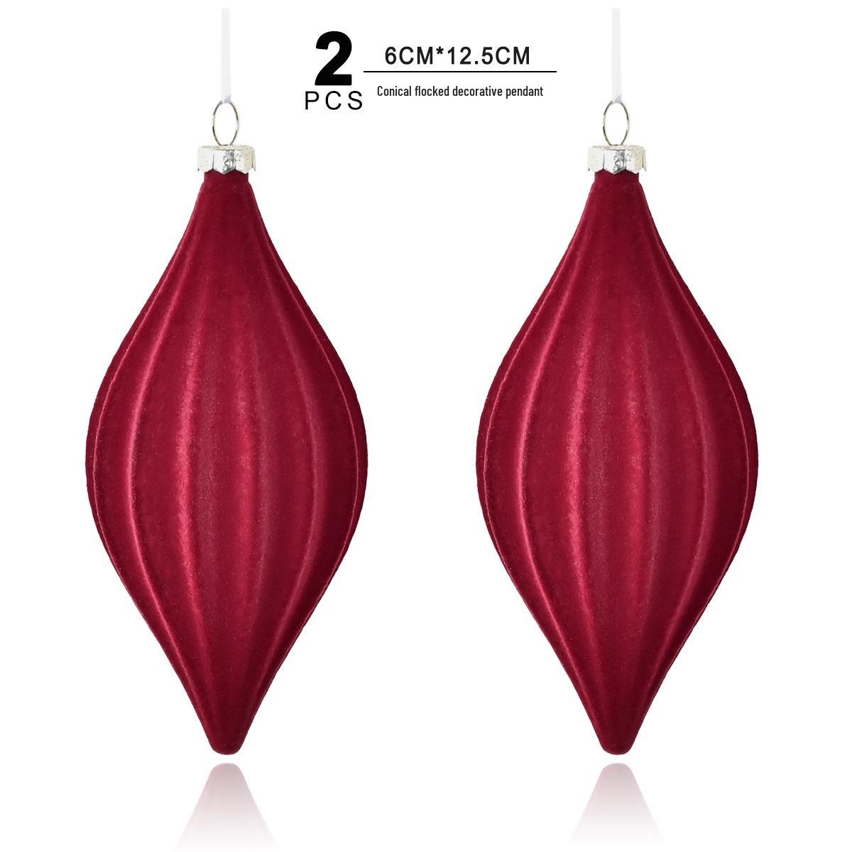 Флокированные шары-конусы для украшения рождественской елки (в штучной упаковке)