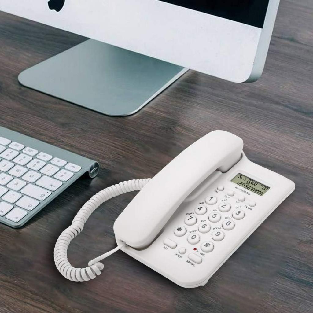 Schnurgebundenes Telefon, Tischtelefon Festnetztelefon Kabelgebundenes Telefon Wandtelefon mit Kabel und Anrufanzeige, /DTMF Dual-System, für Homeoffice Hotel(Weiß)