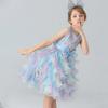 Girls 4-10Y Princess Pageant Gown Cotton Blend Ombre Print Floor Length Long Sleeve Spring Summer Party Dress