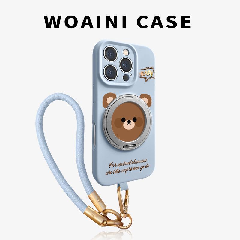 Magnetic Suction Bracket Is Suitable for Apple 17promax Mobile Phone Case Trendy Brand iPhone16pro Liquid Silicone 15/14.