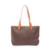 Used Macadam Tote Bag PVC Coated Canvas Leather Brown Used Women