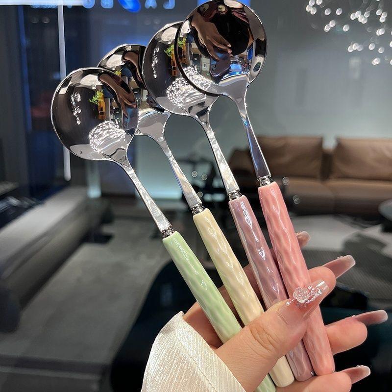 Stainless Steel Coffee Spoon Teaspoon Long Handle Dessert Ice Cream Spoon Cake Spoon Tableware Kitchen Gadgets