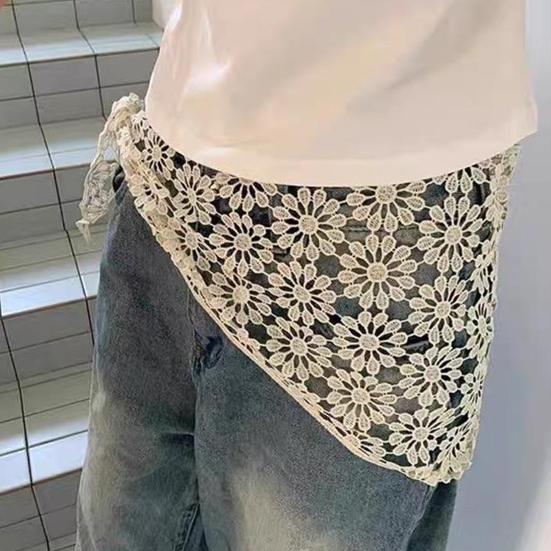 Multiuse Hollowout Flower Scarf Aesthetic Bohemian Headwear Waist and Bag Band For Women Various Occasion Photo Props