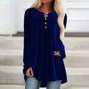 Women's V Neck Long Sleeve Velvet Tunic Top Pleated Button Front A Line Flowy Blouse