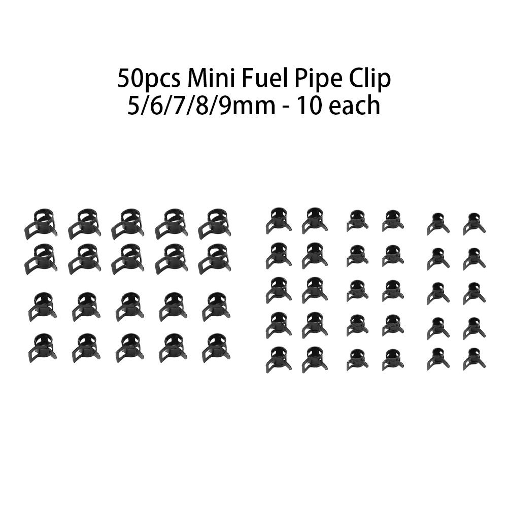 Pachet de cleme pentru furtunuri 50 de cleme negre cu arc pentru țevi de combustibil, aer, gaz și apă