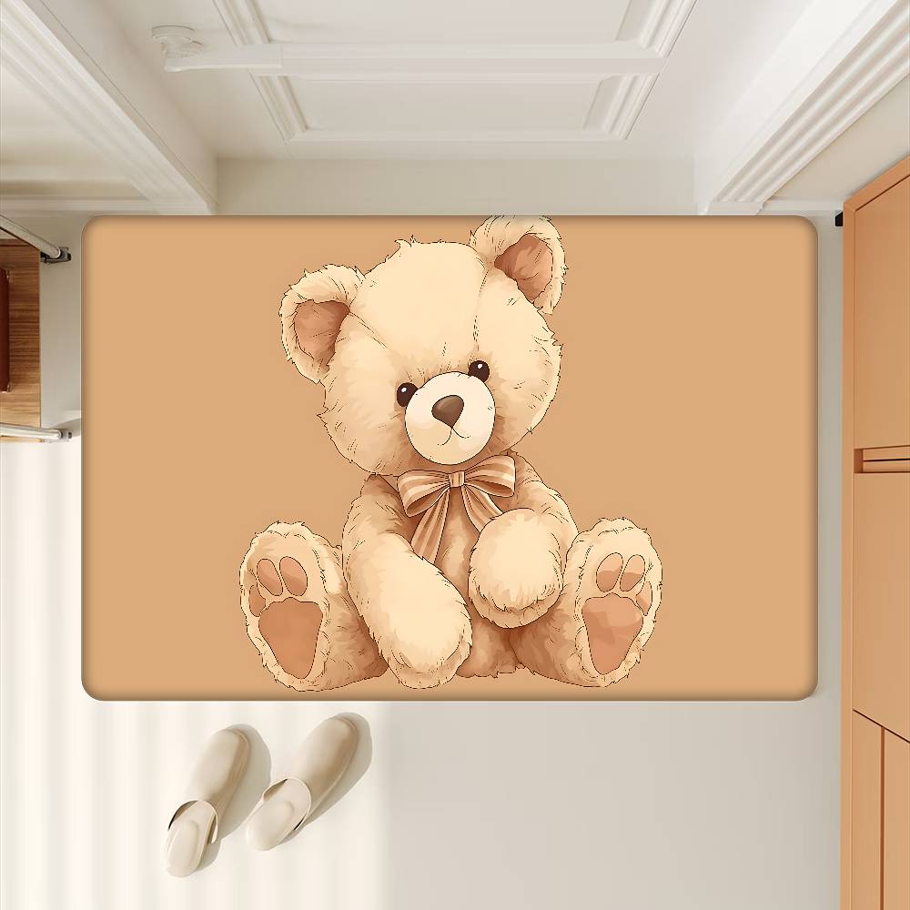 Cartoon Teddy Bear Cute Floor Mat Non-Slip Laundry Room Mat Laundry Decor Balcony Child Living Room Bedside Mats