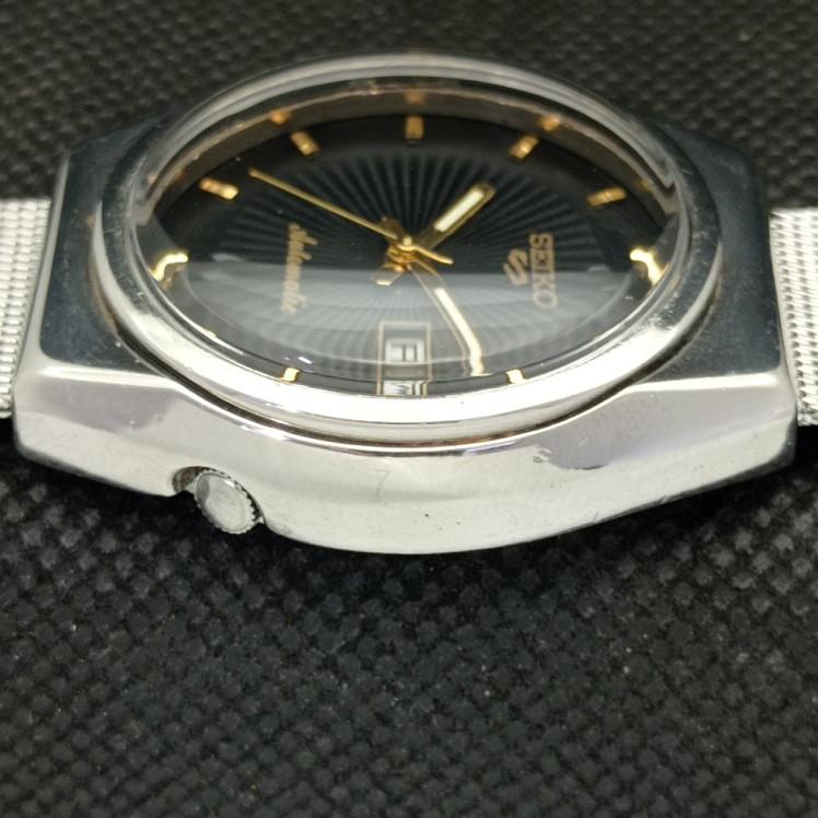 USED VINTAGE SEIKO 5 AUTOMATIC 6309A JAPAN MENS DAY/DATE BLACK WATCH A316764-2 SKU608h-a316764