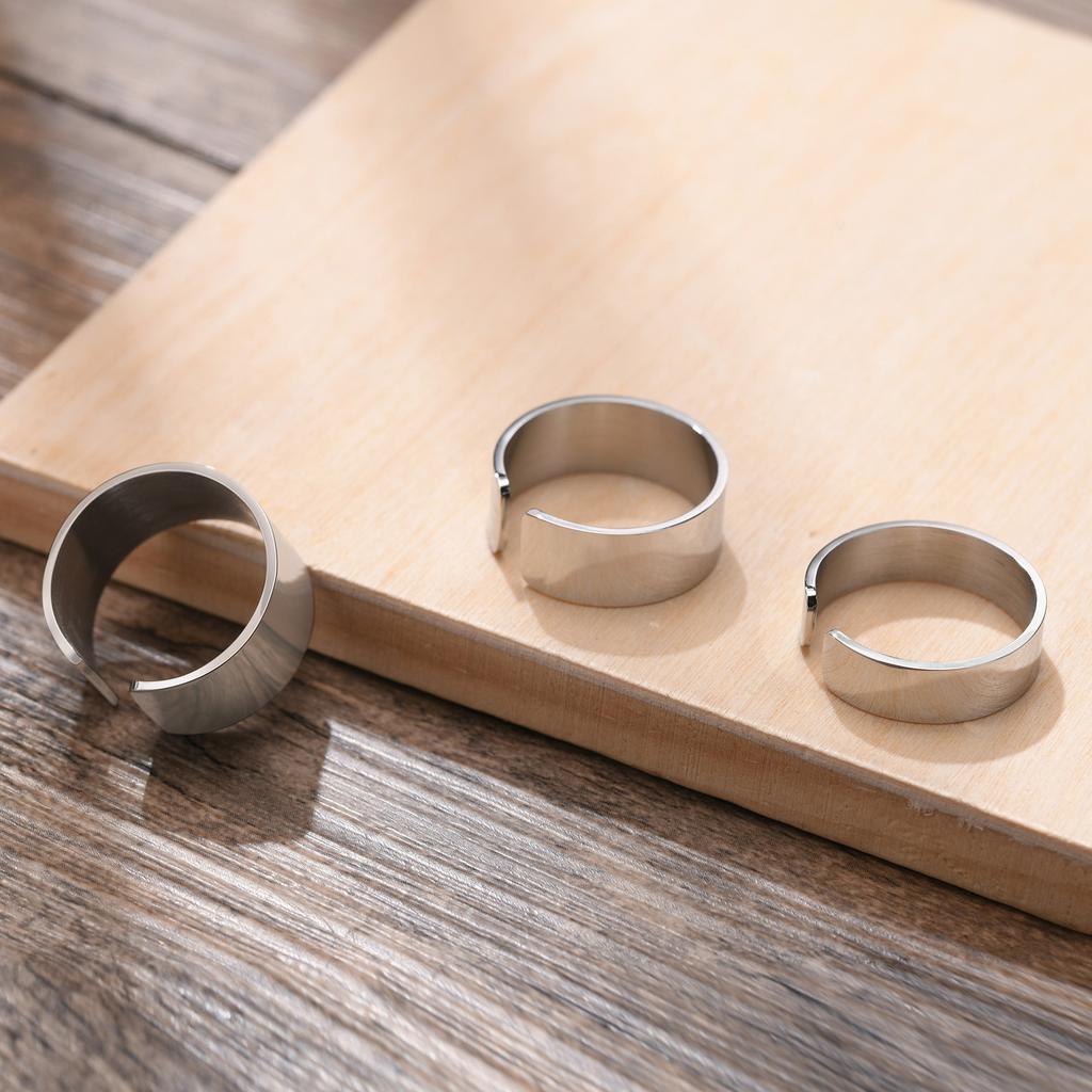 6/8/11,5MM Manschettenring für Männer Jungen,Wasserdichte Edelstahlringe Fingerband,Einfach Schlicht Klassisch Basic Punk Offener Ring
