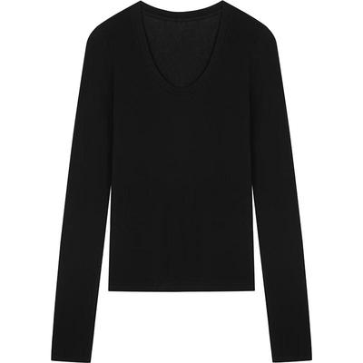 Women's Slim Fit Lyocell Blend U-Neck Long Sleeve T-Shirt