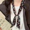 Retro plaid silk scarf women's cashew nut beaded pullable niche neck scarf accessories new design neck accessories