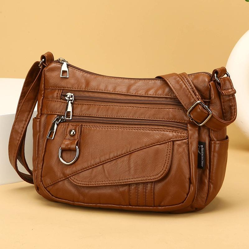 Large Capacity Single Shoulder Lightweight Soft Leather Crossbody Bag