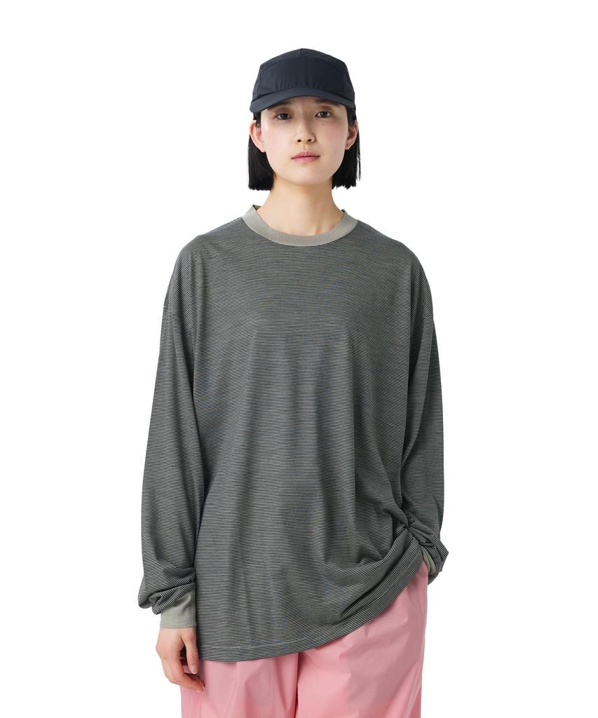 Snow Peak Summer Wool Stripe Long Sleeve and Long Sleeve Size T-Shirt CS-26SU006 (Cut Sew, T-Shirt, Men's/Women's, GREIGE, M)