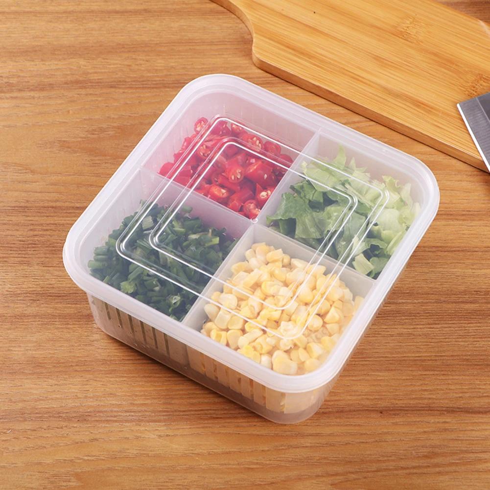 Fresh Keeping Box Refrigerator Onion Ginger Garlic Food Storage Plastic Transparent Drain Food Sealed Box