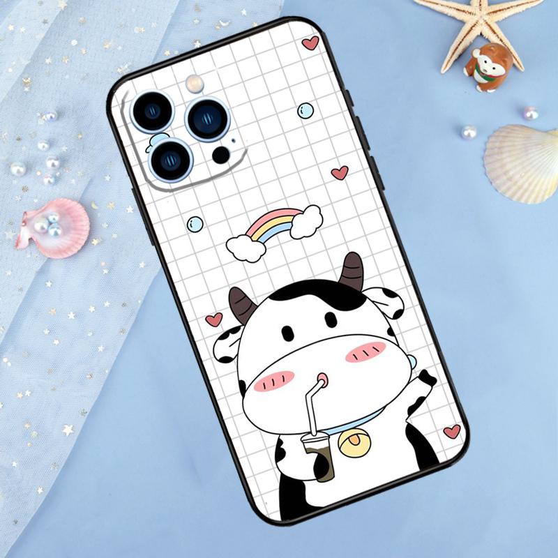 Cut Cow Case For iPhone 11 12 13 14 15 16 Pro Max Mini X XR XS Max 7 8 Plus Soft Back Cover