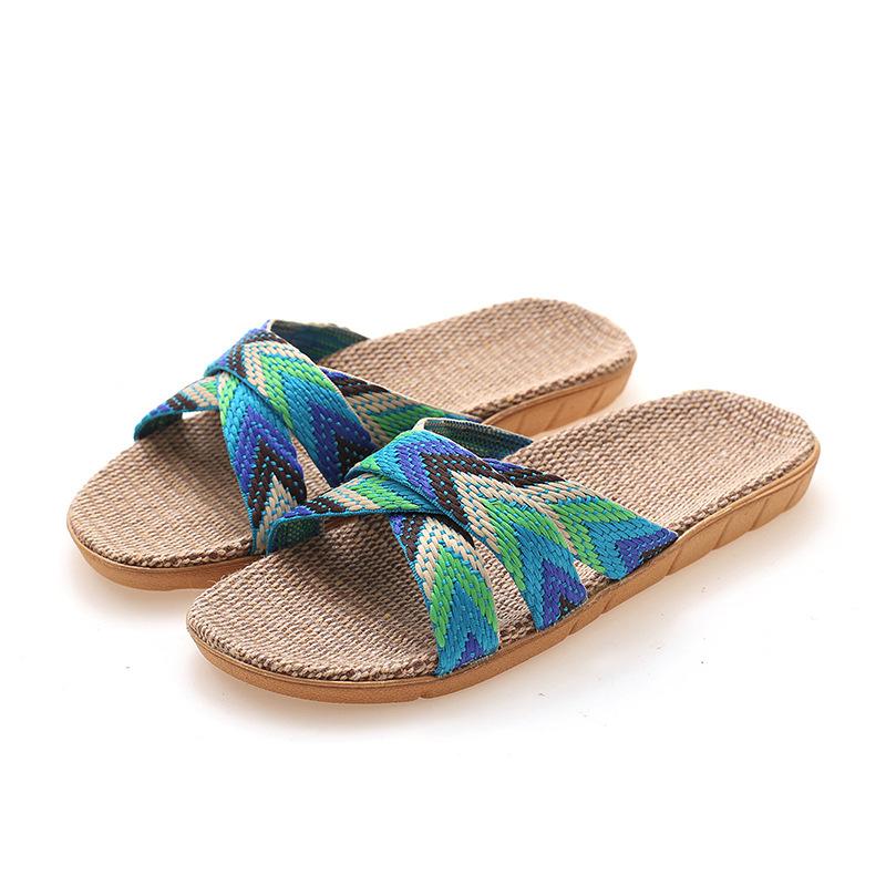 

Linen slippers home slippers indoor slippers wooden floor silent non-slip thick bottom summer cool slippers men and women 44-45