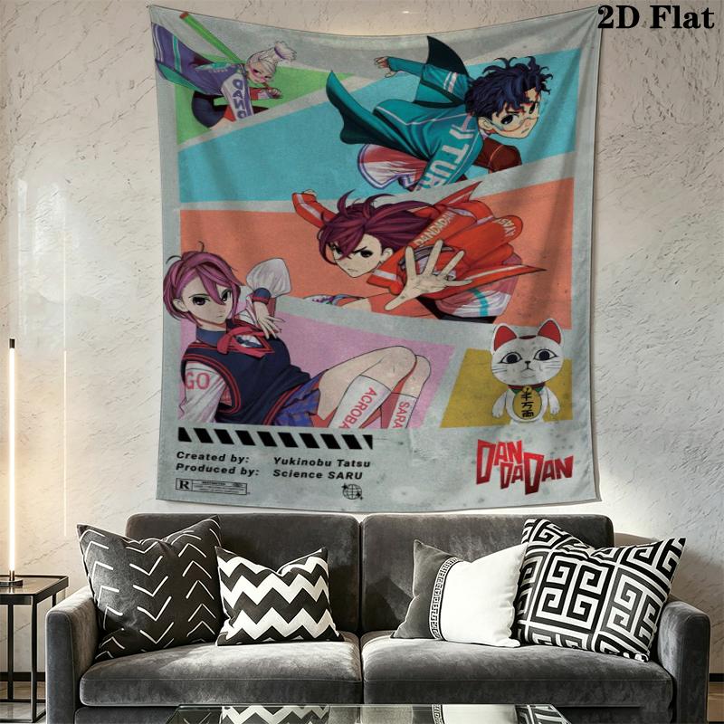 Dandadan Wall Tapestry Aesthetic Wall Hanging Printed Fabric Blanket Decorative Tapestries for Bedroom Living Room Home Decor