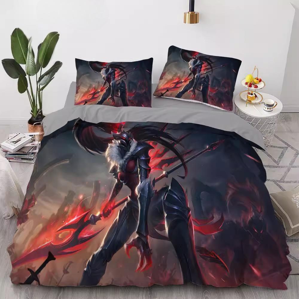 Zestaw pościeli z mikrofibry League of Legends Kołdra puchowa dla dzieci Nastolatków Dorosłych Wzór gry Dekoracja pokoju 3 sztuki