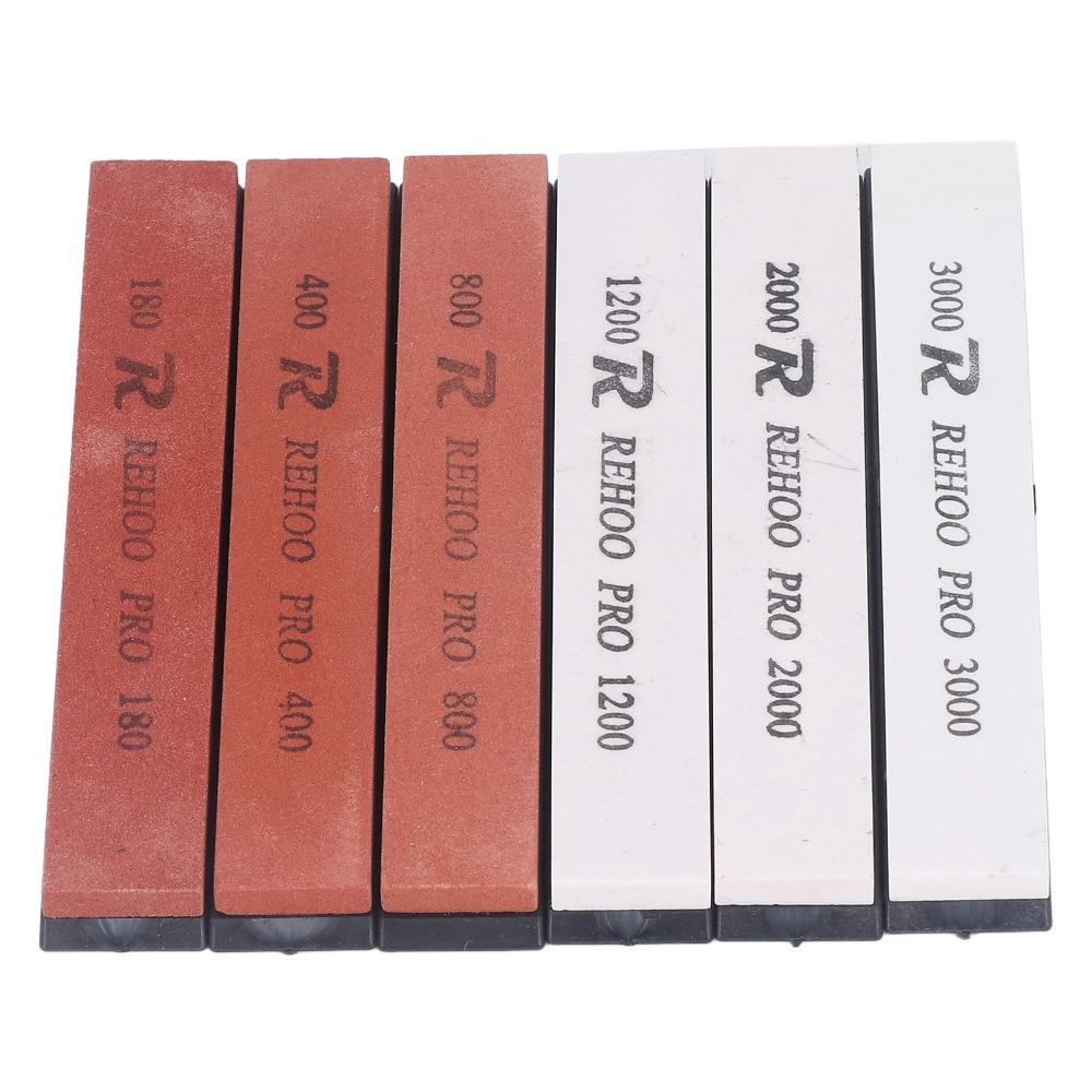 6 PCS White Reddish Brown Sharpening Stone Set White Corundum Whetstone Set Home Kitchen