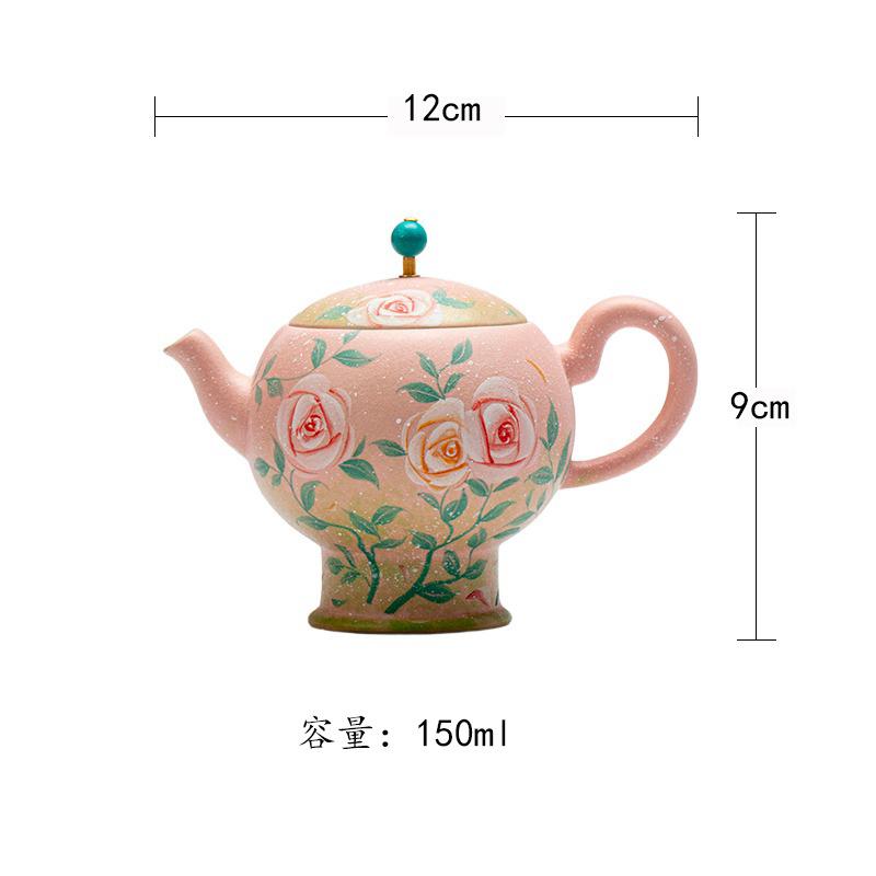 

150ml Hand-painted Rose Teapot Creative Tea Infuser Pot Household Tea Maker Kettle With Filter Cha Accessories Ornaments Craft