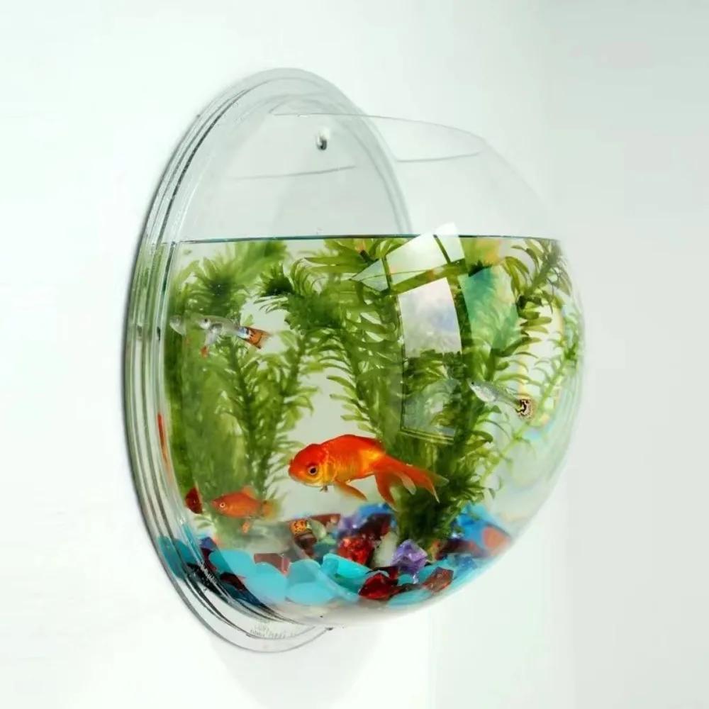 Acrylic Fish Bowl Wall Hanging Aquarium Tank Aquatic Pet Supplies Pet Products Wall Mount Fish Tank for Betta&Display Fish