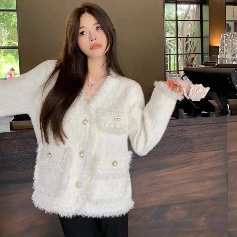 Celebrity High-end Western Style Knitted Cardigan for Women Lazy Style Chic and Beautiful French Style Jacket