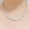 Tennis Necklace Chain Fancy Cut CZ Platinum Plated Collarbone Wedding Jewelry Classic Silver [LAVINA] Women's