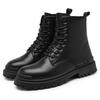 Leather Black Men'S Biker Boot Fashion Youngwaterproof Trendy Boots Man Autumn Winter High Top Classicbasic Shoe
