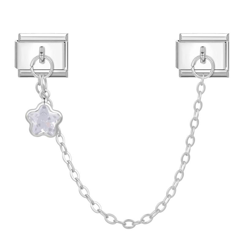 Star Butterfly Heart Zircon Round Pearls Tassel Chain Italian Charm Links Fit 9mm Bracelet Stainless Steel Women DIY Making Gift