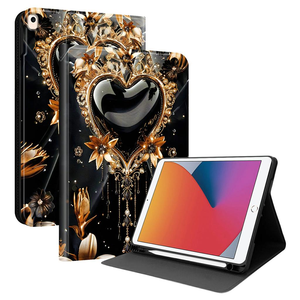 PU Leather Case For iPad 10.2 (2021) / (2019) / (2020) Pattern Print Tablet Cover Stand with Pen Slot (Stylus Not Included)