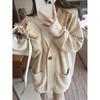 Loose and lazy knitted cardigan top women's autumn and winter new one-button soft waxy casual sweater jacket top