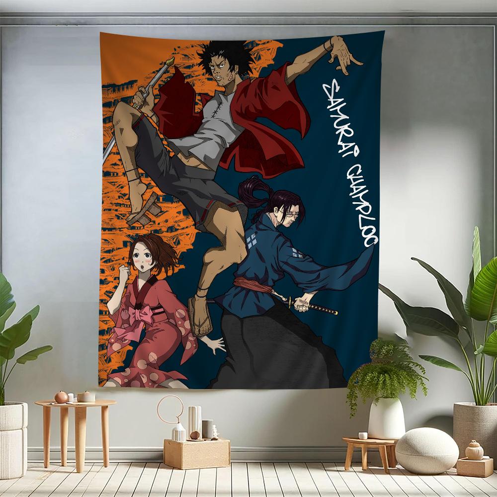 

Samurai Champloo Anime Tapestry Hippie Flower Wall Carpets Dorm Decor Cheap Hippie Wall Hanging 50x70cm