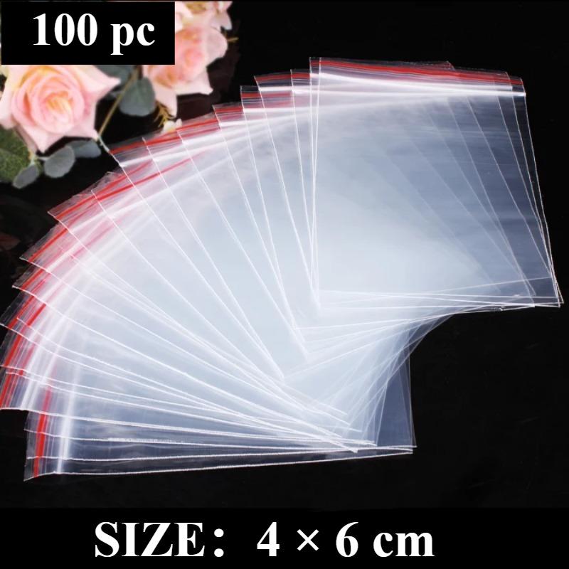 100 Pcs/Pack Small Zip Lock Plastic Bags, Reclosable Transparent Bag, Shoe Bag Vacuum Storage Bag, Poly Clear Bags Thickness 0.05mm