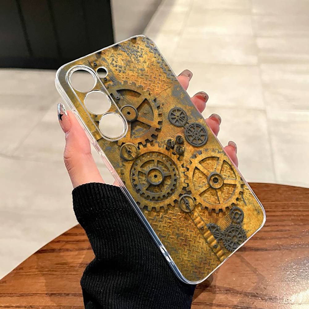 S-Steampunk Gear Mechanical COOL Phone Case For SamsungA10,12,20,21S,30,31,40,50,51,52,70,71 Transparent Cover
