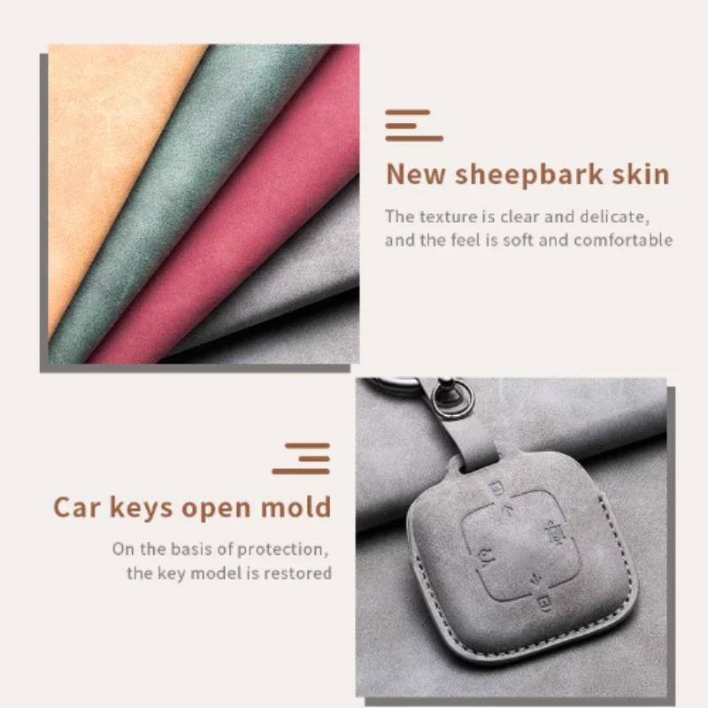 Leather 4 Buttons Car Remote Key Case Cover for Zeekr 001 X 2025 2025 2025 2025 for ZEEKR 001 009 Full Protector Fob Keychain