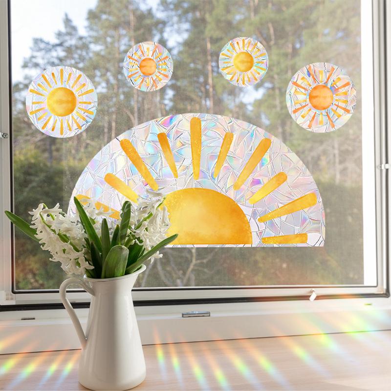 Regenbogen Sonnenfänger Fensterglas Aufkleber Elektrostatische Wolke Wandprismen Aufkleber für Zuhause Kinder Schlafzimmer Dekoration PVC Aufkleber
