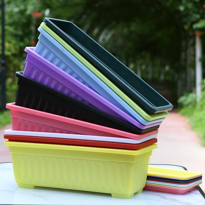 Rechteckiger langer Blumentopf aus verdicktem Kunststoff für den Innenhof, Balkon, Gemüseanbau, Gartenarbeit, Blumentopf, Großhandel