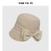 Lady Temperament Bucket Hat Women's Spring and Summer Fashion Face Covering Wide Brim Basin Hat Showing Face Small Bow Sun Protection Sun Hat