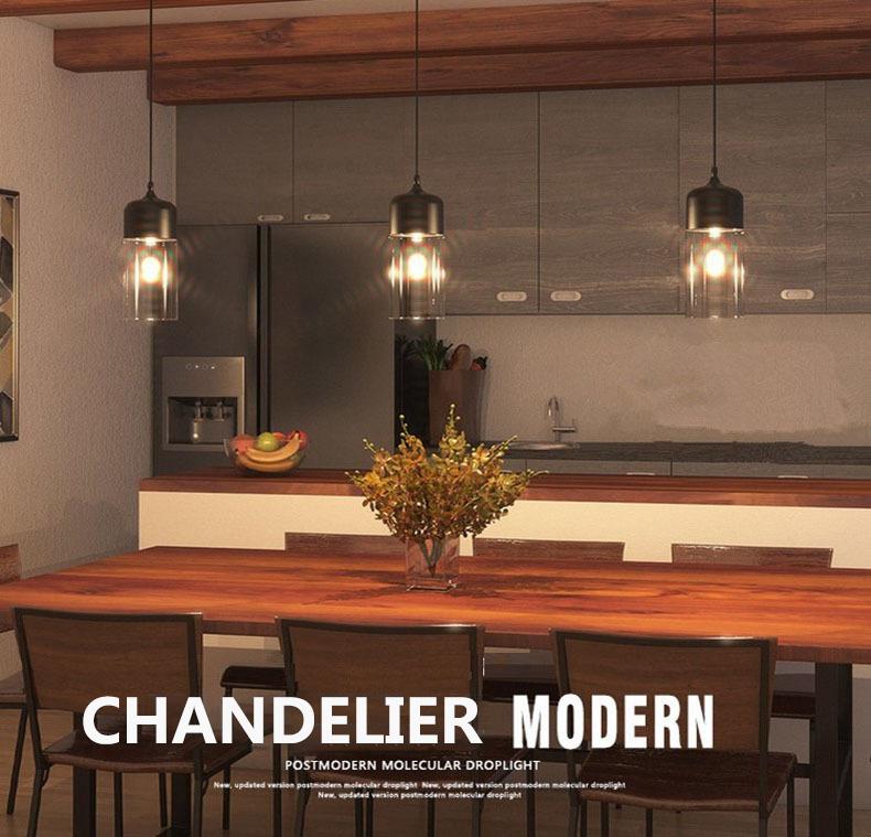 Nordic Moderne Loft Hängende Glas Pendelleuchte Leuchten E27 LED Pendelleuchten für Küche Restaurant