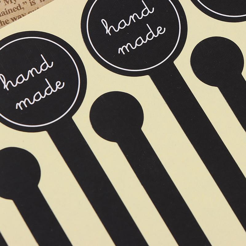 100Pcs Adhesive Long Style Handmade Cake Packaging Sealing Label Kraft Sticker